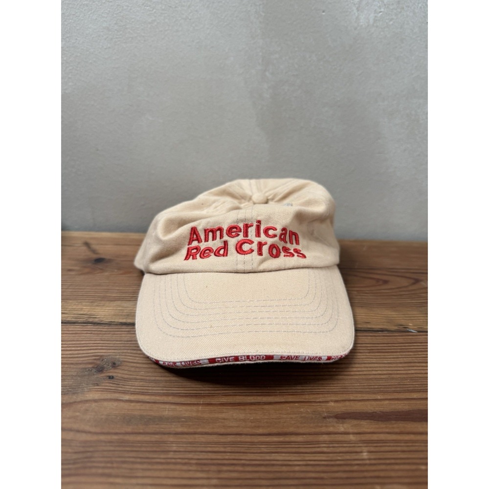 American Red Cross Embroidered Hat Khaki Baseball Cap US Flag Give Blood Promo